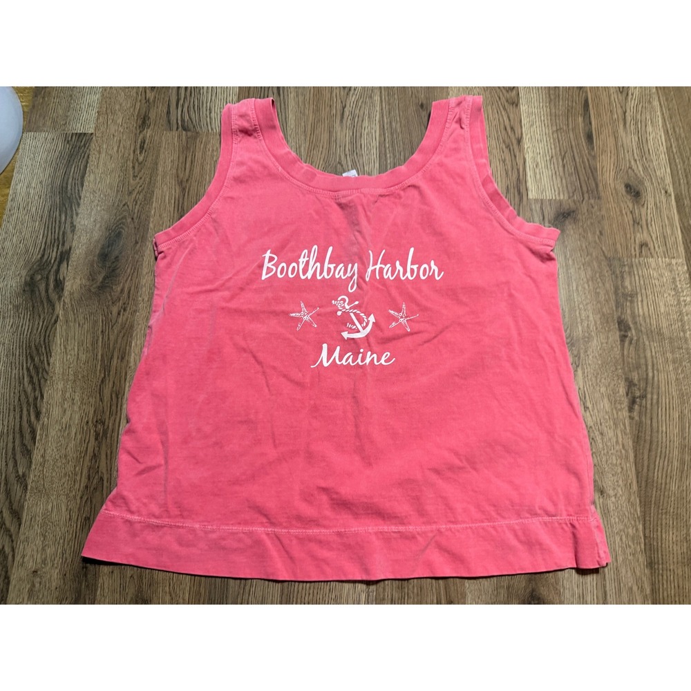 Vineyard Crew Shirts Women Size Large Pink Anchor Starfish Boothbay Harbor Maine